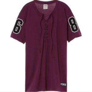 VSPINK Campus Lace Up Tee Shirt NWOT
